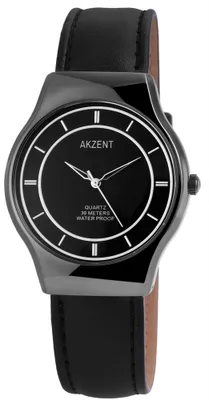 Produktbild von Akzent Herrenuhr mit Kunstlederionsarmband