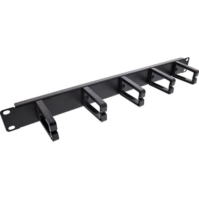 Produktbild von InLine 19" Kabelführungspanel, 5 Kunststoffbügel, RAL 9005, schwarz, Kabelmanagementtafel, Metall, Schwarz, 1 Stück(e), 343 g