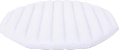 A white, inflatable spa cover shaped like a shell.