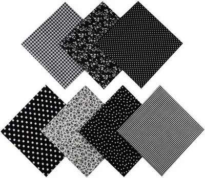 Produktbild von Katoenen Patchworkstücke 50 x 50 cm, 7 Stück, Schwarz