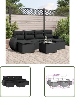 Produktbild von The Living Store 7-tlg. Garten-Sofagarnitur mit Kissen Schwarz Poly Rattan
