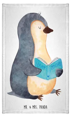 Produktbild von Mr. & Mrs. Panda Handtuch Pinguin Buch - Weiß - Geschenk, Bücherwurm, Gästetuch, Nichtstun, Frotteetuch, Gäste-WC, Mini-Handtuch, Urlaub, Ausruhen, Klein