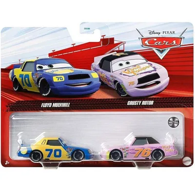 Produktbild von Floyd Mulvihill Gasprin #70 + Crusty Rotor Vinyl Toupee #76 Mattel Disney Cars 1:55 Die-cast Auto