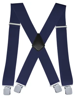 Productafbeelding van Bretels Heren Volwassenen - Bretels met 4 Brede Clips - Blauw