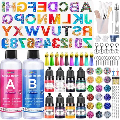Produktbild von Minicee Epoxidharz Starterset 192-teilig mit Silikonformen & Farben