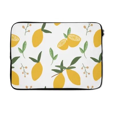 Produktbild von MuchoWow® Laptop Hülle 14 ZollZitronen - Muster - Weiß - Abstrakt Laptoptasche - Laptoptasche - Stoßsicher - Schutzhaube