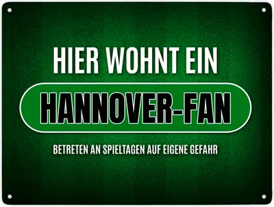 Produktbild von Hier wohnt ein Hannover-Fan Metallschild XXL mit Rasen Motiv