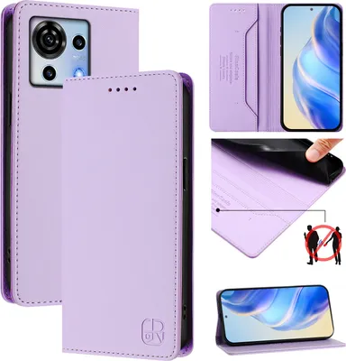 Obrázek produktu pro Kožené pouzdro pro ZTE Blade V50 Vita, flipové pouzdro s přihrádkami na karty, peněženkou a stojánkem Fialový