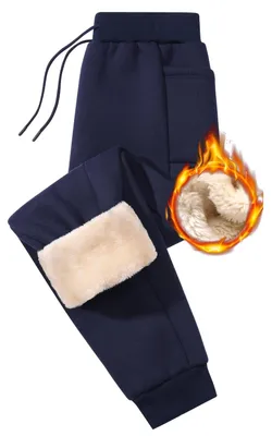 Obrázok produktu pre Zimné teplákové nohavice z fleece pre mužov so vreckami