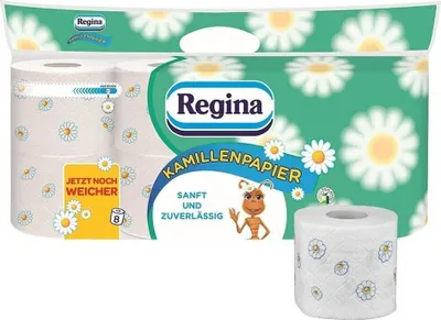 Produktbild von Regina Kamillenpapier Klopapier 56 Rollen WC-Papier 3-lagiges Toilettenpapier