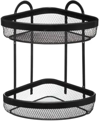 Produktbild von Eckregal Five – Eckregal mit 2 Ebenen, schwarzes Metall
