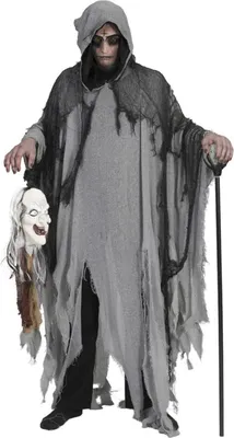 Produktbild von Dunkler Sensenmann Umhang - Halloween Verkleidung mit Kapuze | Grau