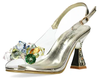 Produktbild von Misstyl by Laura Vita Damen Sandalette Dekorsteine transparent Metallic MYRIANO 16, Größe:41 EU, Farbe:Gold