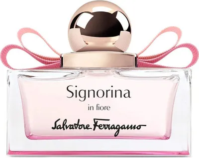 Productafbeelding van Salvatore Ferragamo Signorina In Fiore, voor dames, 50 ml, bloemig-fruitig parfum. Inhoud: ALCOHOL DENAT. (SD ALCOHOL 39-C), PARFUM (FRAGRANCE), AQUA (WATER), LINALOOL, LIMONENE, BENZYL..., 1 stuk, 100 mm