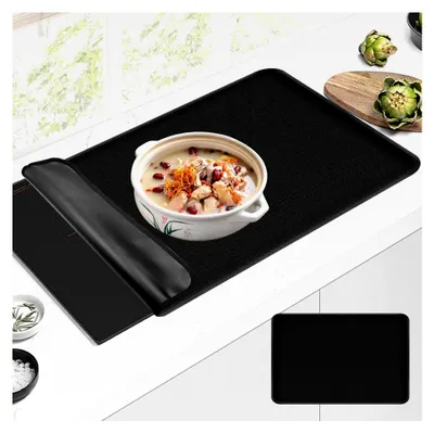 Produktbild von Silikon Schutzmatte für Induktionskochfelder - 52x80cm Hitzebeständig bis 300°C, Kratzfest und Wärmeisolierend (Rechteckig, Schwarz)