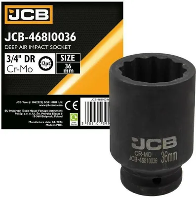 Produktbild von JCB | Steckschlüssel-Einsatz Sechskant, 3/4" 36mm, für Schlagschrauber, Tiefe Schlag Stecknuss, Schlagnuss