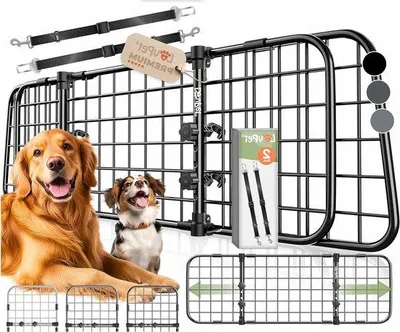 Productafbeelding van Hondenhek Auto - Reishek - Veilig Vervoer - Verstelbare Breedte - 30 x 91-153 cm - Zwart