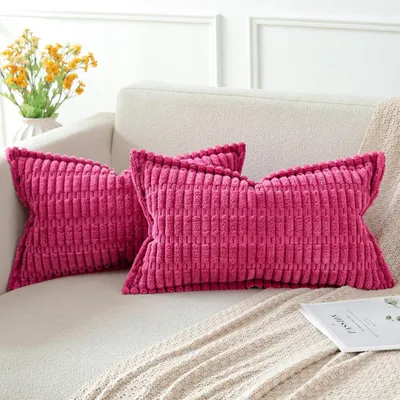 Productafbeelding van Kussensloopsets, corduroy, rood, 2 stuks, 30x50 cm