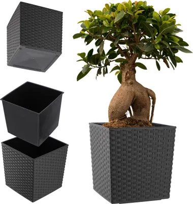Image de KADAX Cache-pot avec insert pour fleurs, graphite, 25 cm