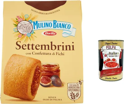Produktbild von 3x Mulino Bianco Settembrini Kekse mit Feigenmarmelade biscuits cookies 300g + Italian gourmet polpa 400g