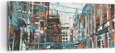Produktbild von Bild auf Leinwand - Leinwandbild - Stadt Straße Haus - 120x50cm - Wand Bild - Wanddeko - Wandbilder - Leinwanddruck - Bilder - Kunstdruck - Wanddekoration - Leinwand bilder - Wandkunst - AB120x50-3806