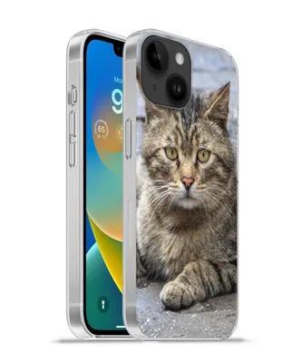 Produktbild von MuchoWow® Handyhülle Schutzhülle Hülle für Apple iPhone 14 - Softcase Katze - Tier - Braun - Mädchen - Kinder - Jungen - Kind Silikon Softcase Handy Hülle - Mobiltelefonhülle