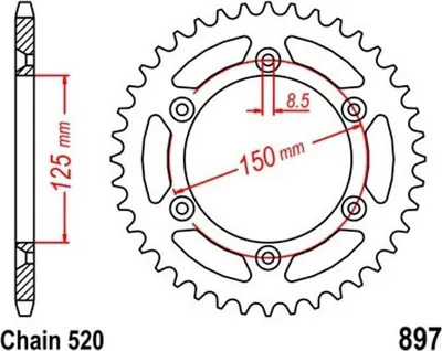 Produktbild von Kettenrad 50Z Teilung 520 KTM SX 620 LC4 / SX-F 250 / SXC 625 Rear sprocket