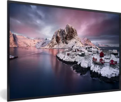 Produktbild von MuchoWow® Gerahmtes Poster Lofoten Norwegen Fotodruck 90x60 cm - Poster mit Schwarzem Bilderrahmen Wandposter Rahmen Foto Bilder - Fotorahmen - Foto-Plakat