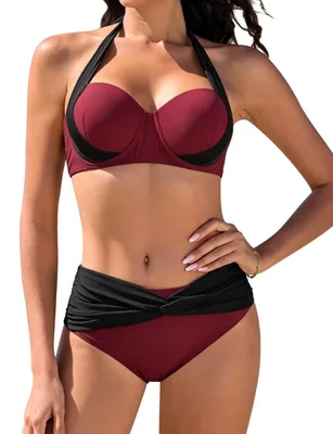 Produktbild von Damen-Bikini-Set – Hohe Taille – Push-up-Badebekleidung – Zweiteiliges Set – Strandkleidung – Sommerurlaub – Perfekt für Strand und Schwimmbad