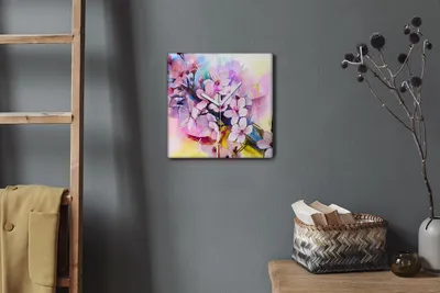 Produktbild von Coloray Hodiny Unikátní 30x30 cm  Tiché hodiny Pro obývací pokoj a kuchyň Nástěnné hodiny Plátno Bílé ručičky hodin - Květiny příroda