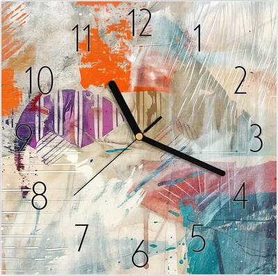 Produktbild von Wanduhr aus Glas mit Motiv Abstrakte Kunst- 30 x 30 cm - inkl. Aufhängesystem