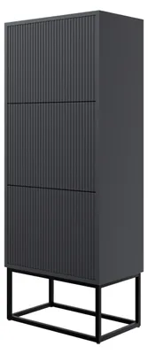 Schuhschrank Veldio, 50 cm, 3 Klappen, 12 Paar, schwarz