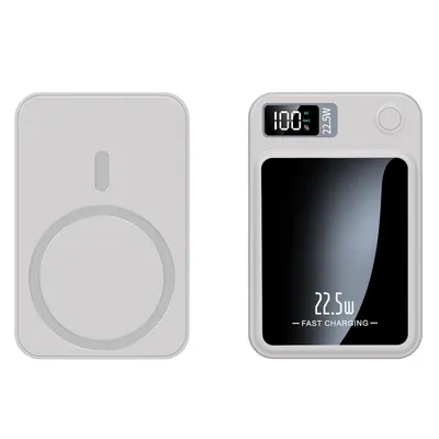 Produktbild von Kabellose Magnet-Powerbank 10000mAh, 15W Wireless + 22,5W PD Schnellladung, LED-Display, kompatibel mit Smartphones