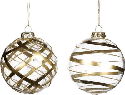 Produktbild von Goodwill Weihnachtskugel, gestreift, Glas, mehrfarbig, 8 cm, Vorteil sortiert, pro 2 Stück