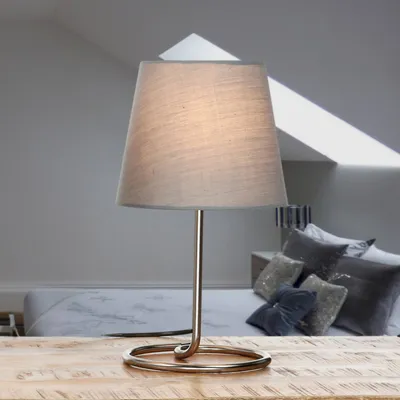 Obrázek produktu pro Stolní lampa šedý nikl 33 cm vysoká E14 tkanina kov moderní noční lampa boční lampa