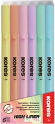 Obrázek produktu pro Kores TM36246, 6 kusů, Světle modrá, Světle zelená, Světle oranžová, Světle růžová, Fialová, Žlutá, Vícebarevný, Kulatý, 0,5 mm, 3,5 mm