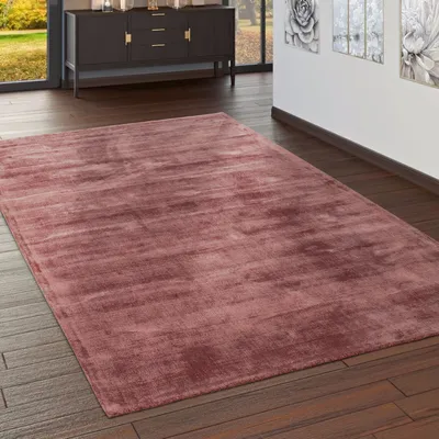 Produktbild von Teppich Handgefertigt Hochwertig 100% Viskose Vintage Optisch Meliert Blush Rosa Grösse 120x170 cm
