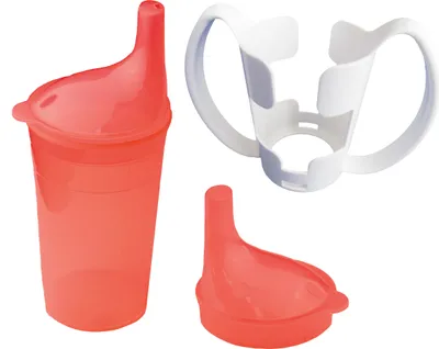Productafbeelding van Sundo Drinkbekerset met houder - Geschikt voor thee en pap, met lang mondstuk - Rood