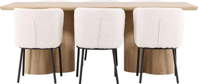 Zdjęcie produktu dla Olivia zestaw do jadalni stół 100x210cm i 6 krzeseł bouclé naturalnych.
