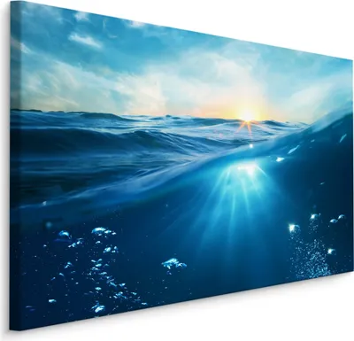 Produktbild von Fabelhafte Canvas LEINWAND BILDER 120x80 cm XXL Kunstdruck Meer Sonne Himmel Wasser