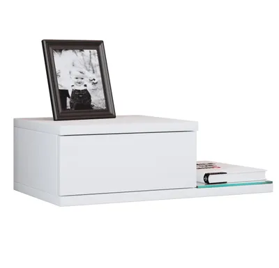 Image de Meuble de nuit | Tiroir mural | Tableau mural | Table de chevet | Dimensions env. H. 15 x W. 48 x D. 28 cm - Konsila M