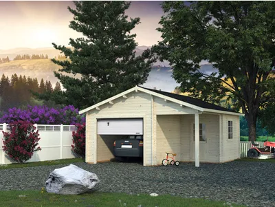 Produktbild von Einzelgarage Palmako Roger 21,9+5,2 m² mit Sektionaltor 510 x 550 cm tauchgrundiert