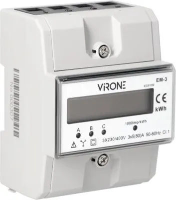 Image de Orno Indicateur de consommation électrique triphasé, 80A, 3 modules, DIN TH-35mm