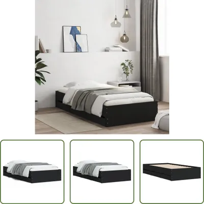 Produktbild von The Living Store Bettgestell mit Schubladen Schwarz 90x190 cm Holzwerkstoff