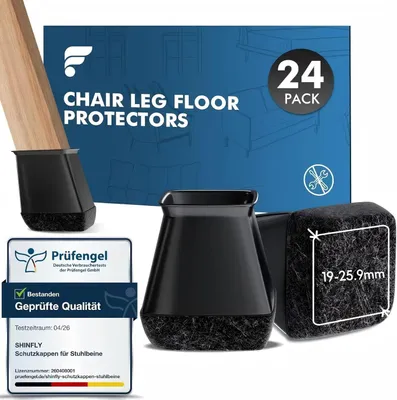 Produktbild von Stoelpootdoppen aus Silikon, schwarz, 24 Stück, für Stuhlbeine 19-26 mm, Bodenschutz