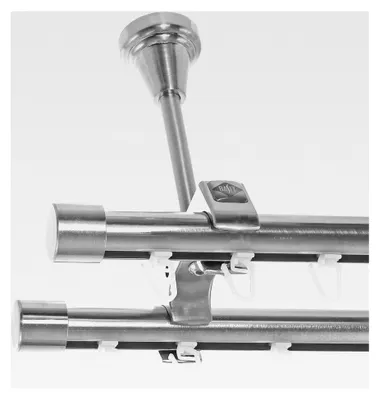 Produktbild von Innenlauf Gardinenstange 2-läufig Deckenmontage 200 cm Edelstahl-Optik