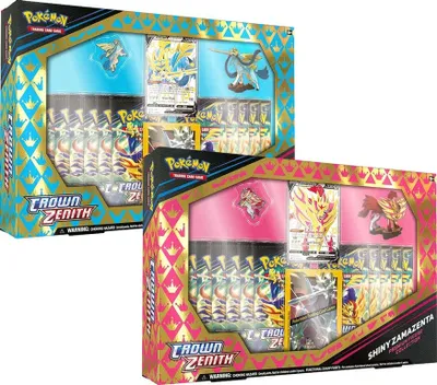 Produktbild von Pokemon Crown Zenith Schillerndes Zacian oder Schillerndes Zamazenta Premium-Figuren Kollektion EN