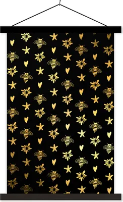 Produktbild von MuchoWow® Textilposter Gold - Muster - Form 120x180 cm mit schwarzem Rahmen - Fotos