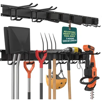 Produktbild von Gartengerätehalter 48 Zoll, wandmontiert, 10 Haken, 200 kg, für Gartengeräte