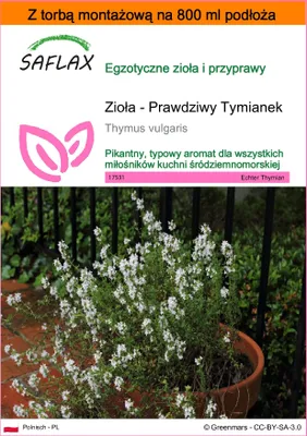 Zdjęcie produktu dla SAFLAX - Garden in the bag - Zioła - Prawdziwy Tymianek - 200 Nasiona - Z podłożem uprawowym w praktycznej, samorozkładającej się torbie - Thymus vulgaris